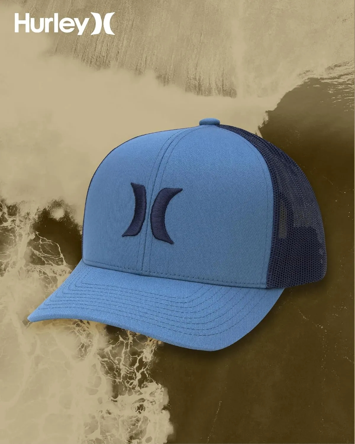 Hurley Men's Caps - Del Mar Mesh Panel Baseball Cap Trucker Hat - Snap Back Hats for Men