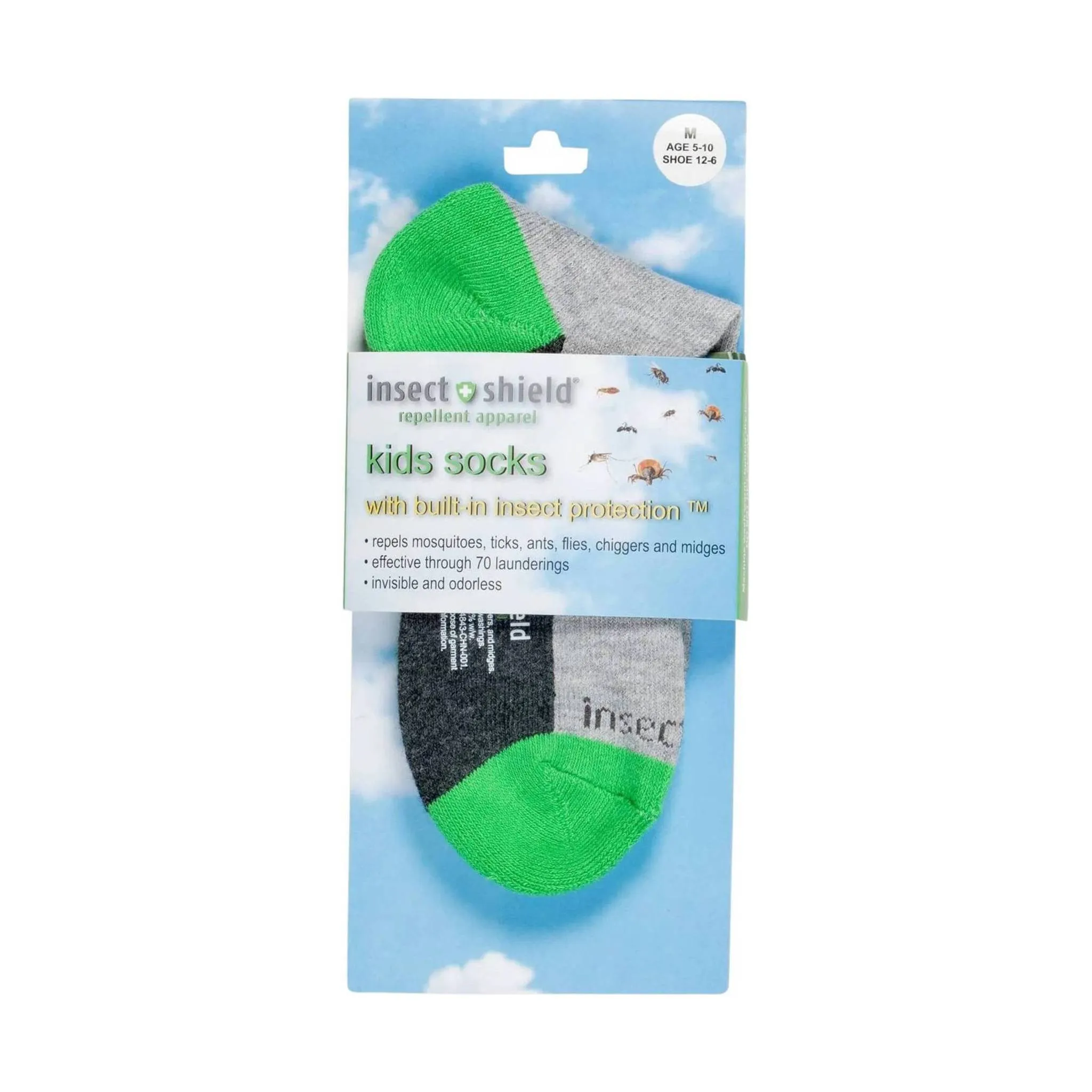 Insect Shield Kids' Sport Crew Socks - Grey Heather
