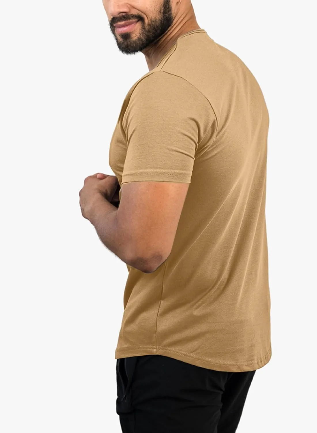 JMIERR Mens Muscle Slim T Shirts Summer V Neck Gym Shirt Casual Cotton Workout Athletic Longline Tees