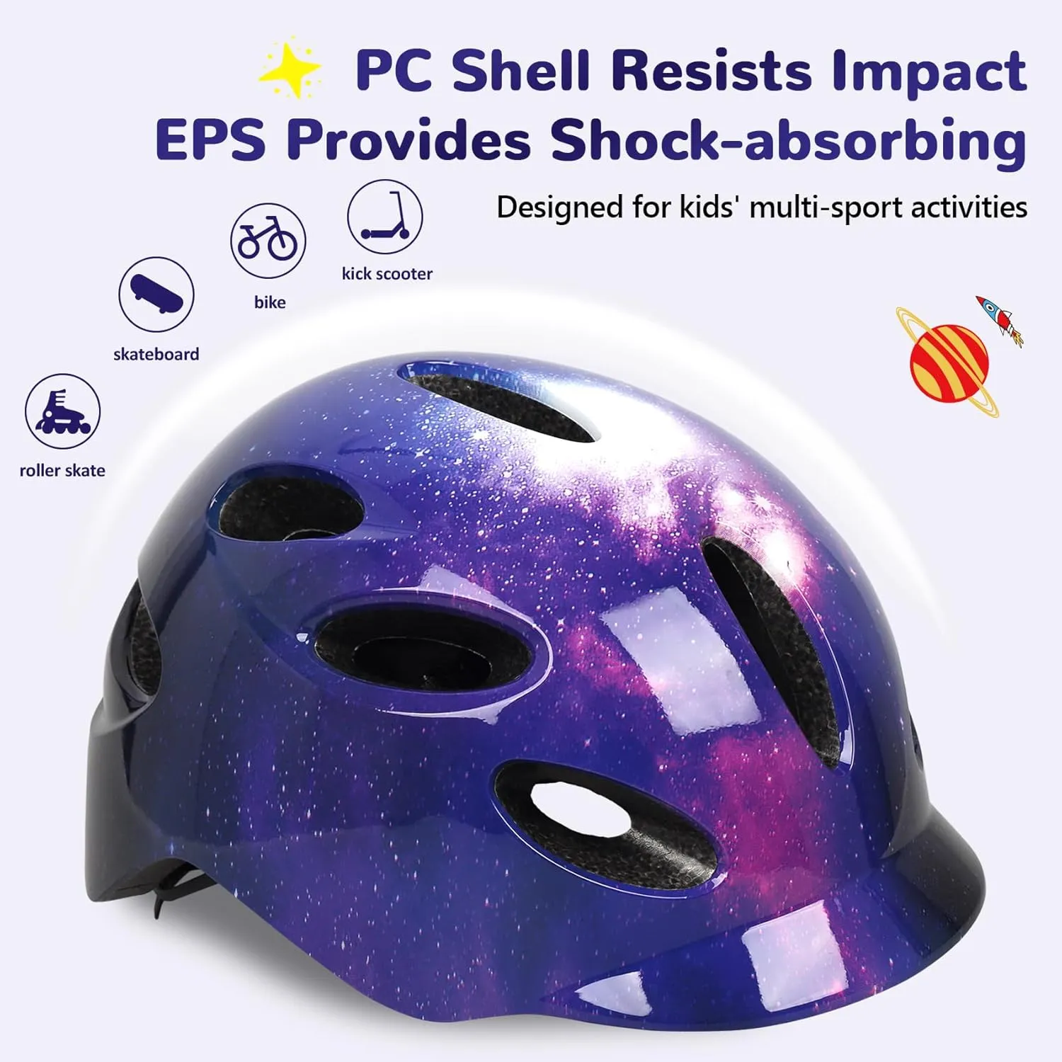 Kids/Youth Bike Helmet for Boys Girls and Teens, Adjustable and Multi-Sport for Bicycle, Kick Scooter, Skateboard, Roller/Inline Skate