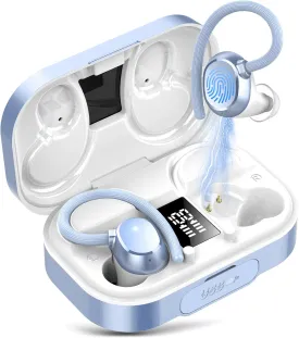 KT1 Wireless Earbuds V5.3 Bluetooth Earbuds 120Hrs Playtime, 4.7g Mini Size Painless Wear, IPX7 Waterproof, Deep Bass 2.0, Over-Ear Ear Buds Wireless Bluetooth Headphones for Sport Running (Blue)