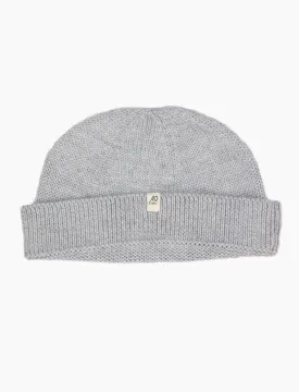 Light Grey Solid Wool Fisherman Beanie