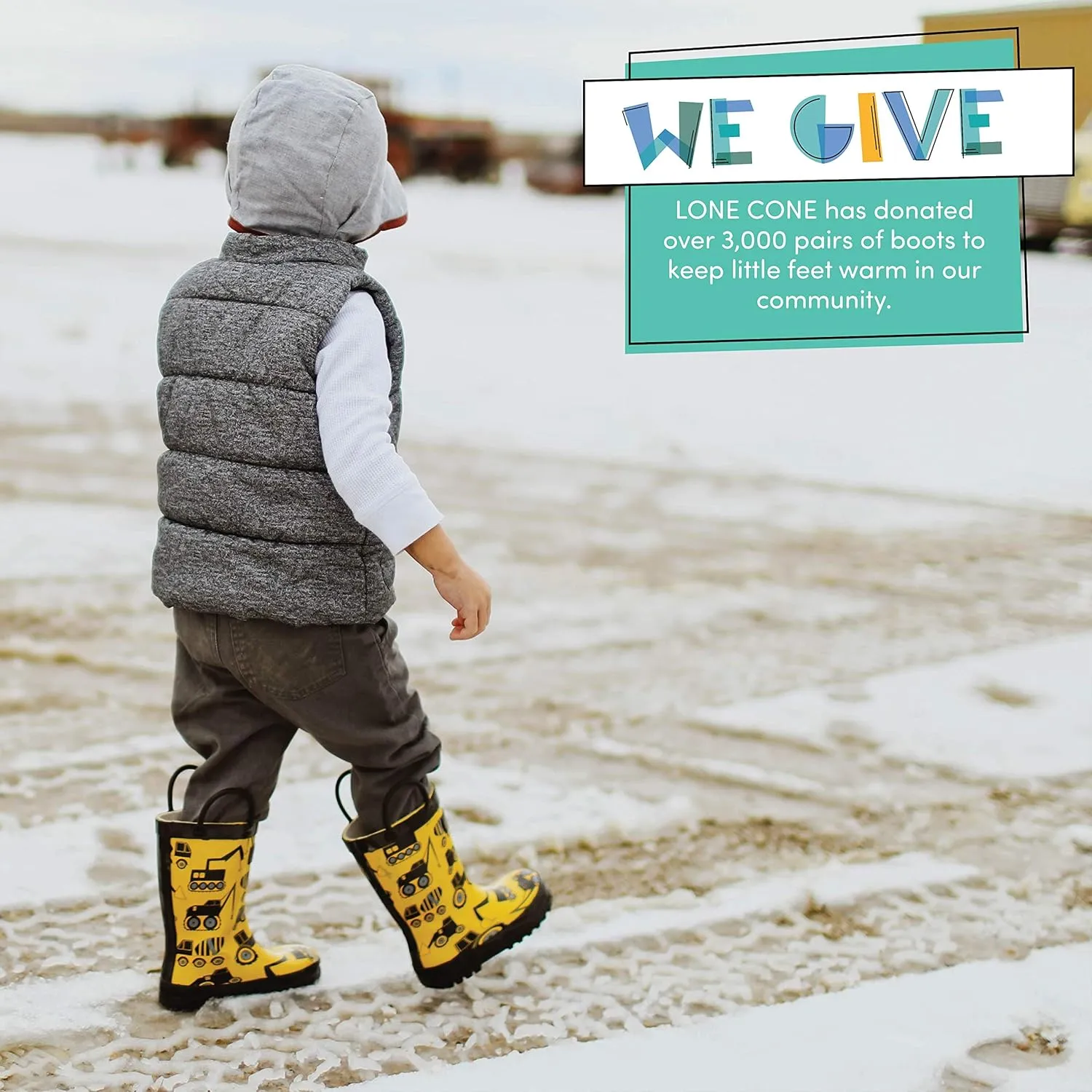 Lone Cone Kids Rain Boots for Girls & Boys  Waterproof Natural Rubber Toddler Rain Boots with Non-Slip Outsole & Easy Pull Handles  Solid, Pattern & Glitter Designs