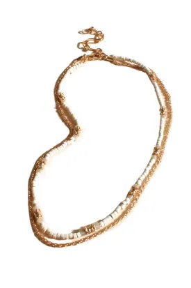 Lucinda Mixed Layered Necklace Natural/Gold