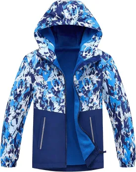 M2C Boys Girls Hooded Color Block Waterproof Fleece Lined Windbreaker Jacket
