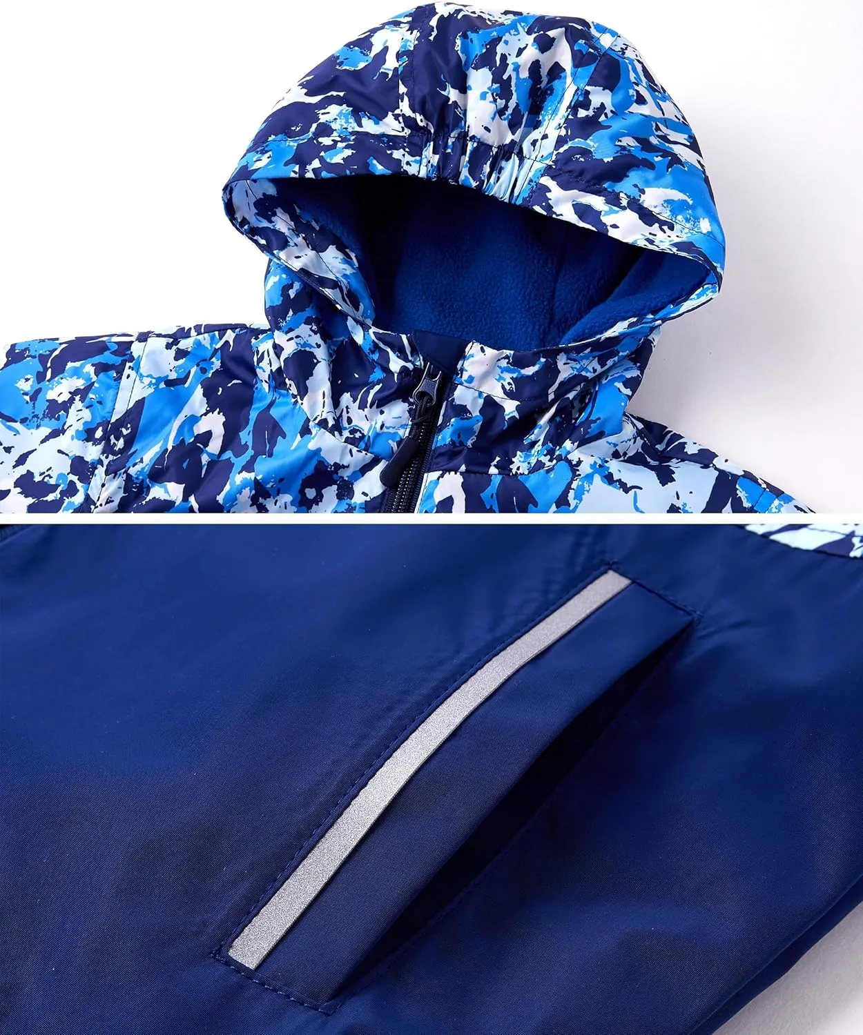 M2C Boys Girls Hooded Color Block Waterproof Fleece Lined Windbreaker Jacket