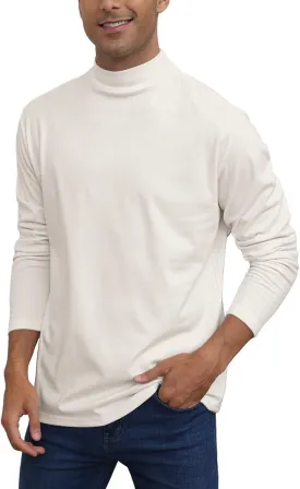 Mens Casual Mock Turtleneck T-Shirts Long Sleeve Thermal Stretchy Pullover Basic Lightweight Undershirt Sweater Tops