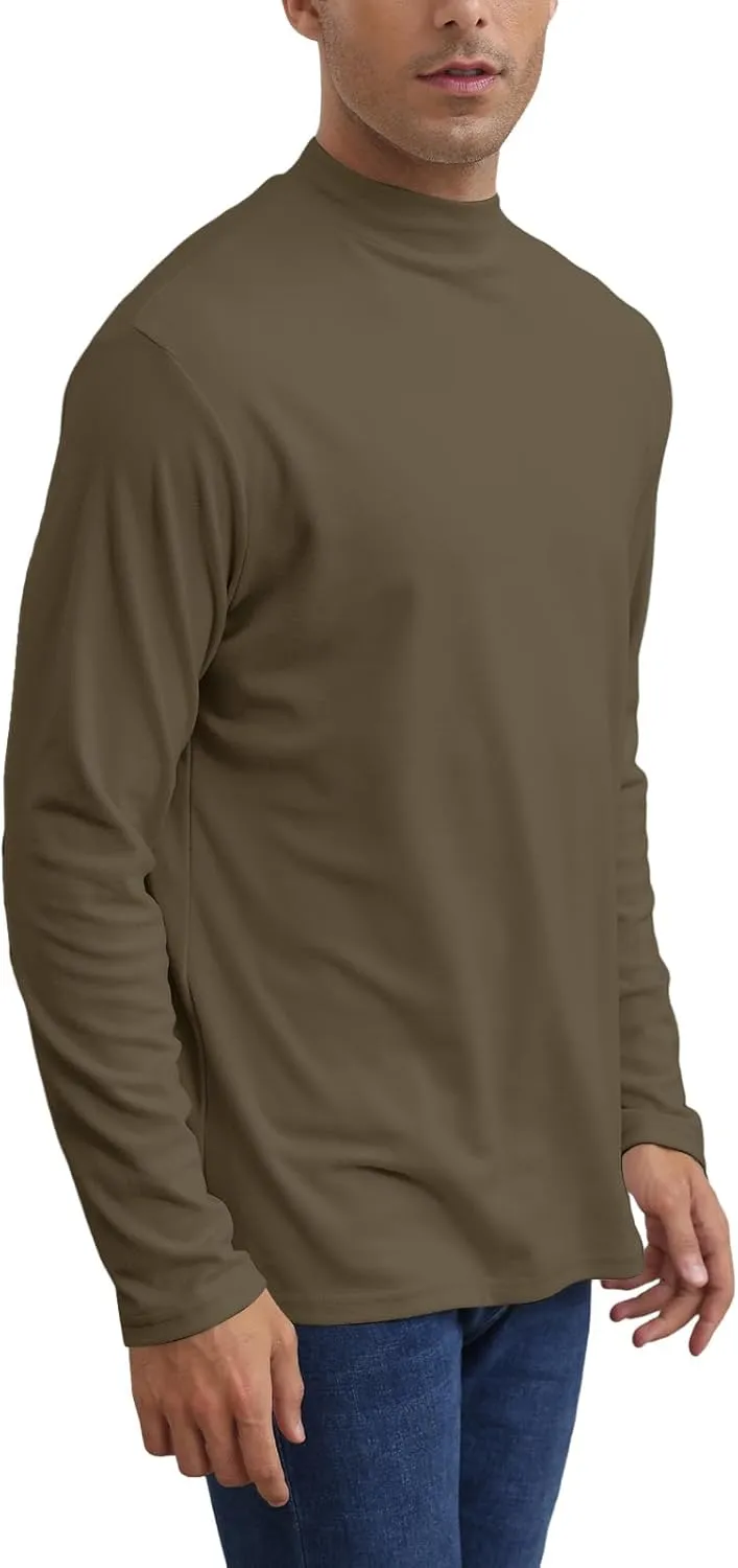 Mens Casual Mock Turtleneck T-Shirts Long Sleeve Thermal Stretchy Pullover Basic Lightweight Undershirt Sweater Tops