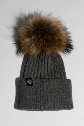 Mens Harley Pom Pom Hat - Charcoal