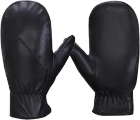 MGGMOKAY Women's Leather Mittens Warm Lambskin Mittens Winter Fleece Lined