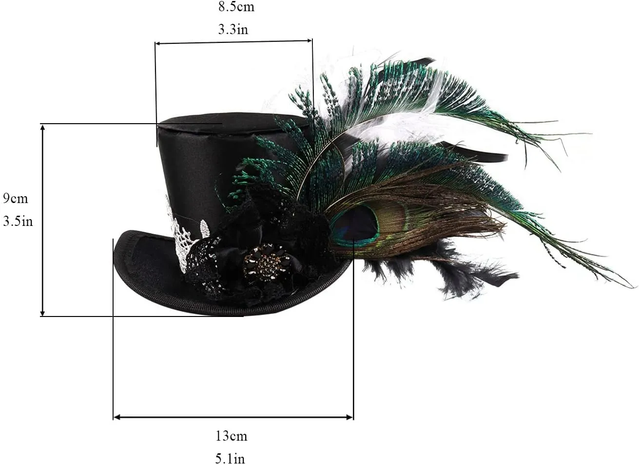 Mini Top Hat Fantasy Fascinators Hats for Women,Derby Tea Party Ostrich Feather Top Hat for Girls Party Decoration