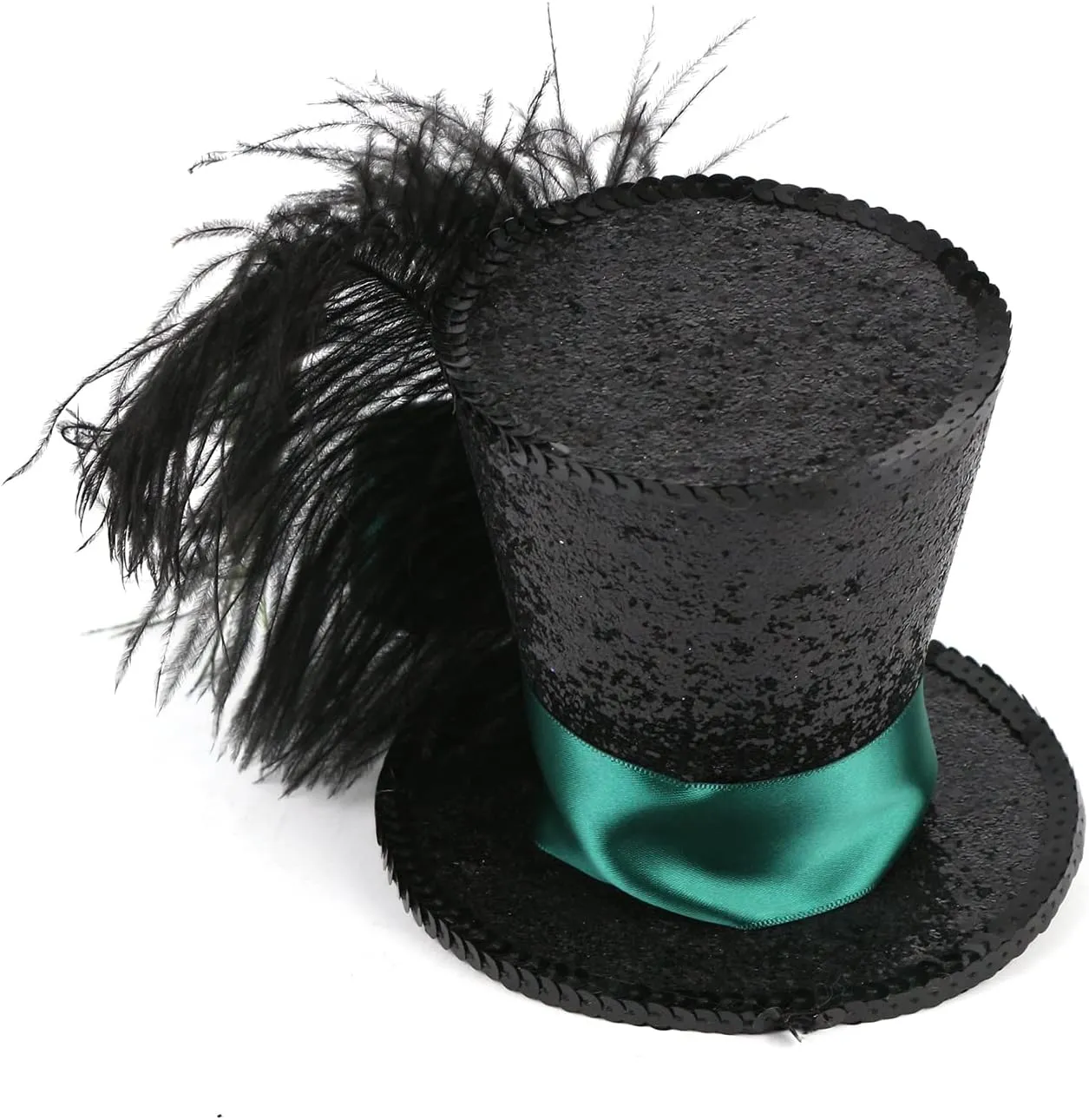 Mini Top Hat Fantasy Fascinators Hats for Women,Derby Tea Party Ostrich Feather Top Hat for Girls Party Decoration