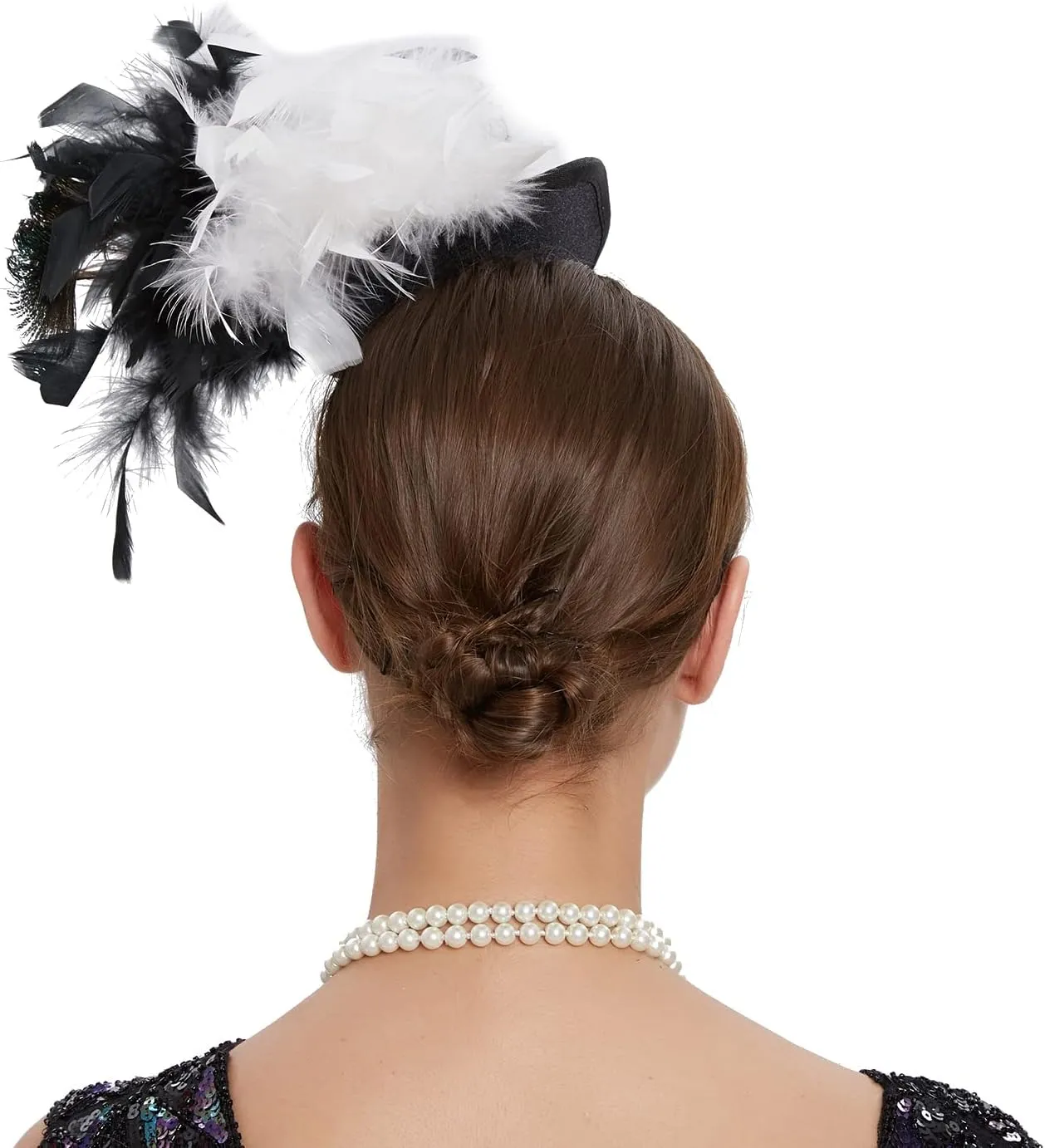 Mini Top Hat Fantasy Fascinators Hats for Women,Derby Tea Party Ostrich Feather Top Hat for Girls Party Decoration