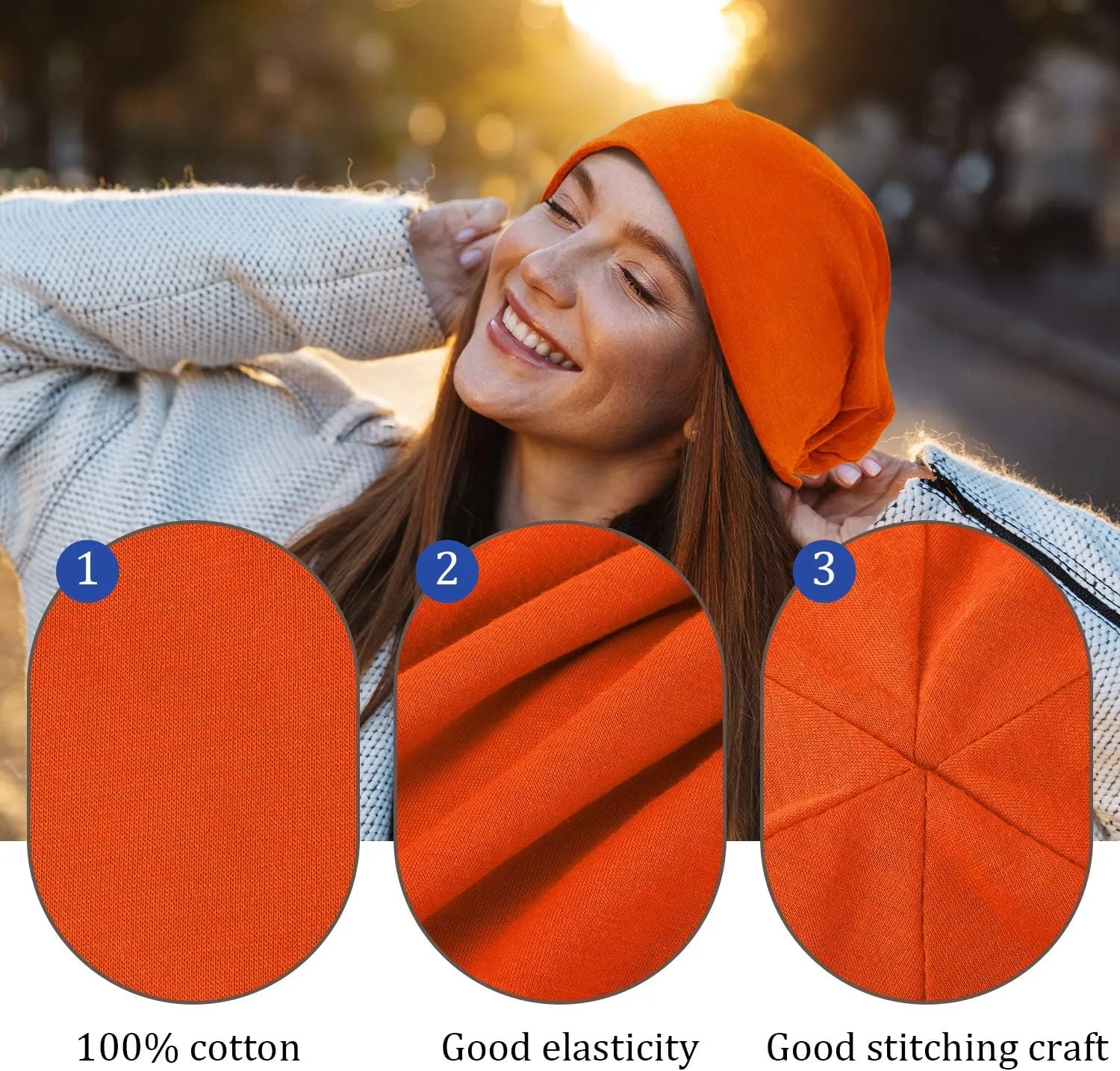Outus 4 Pieces Thin Knit Slouchy Cap Beanies Hat Unisex Hip-Hop Sleep Cap Dwarf Hat