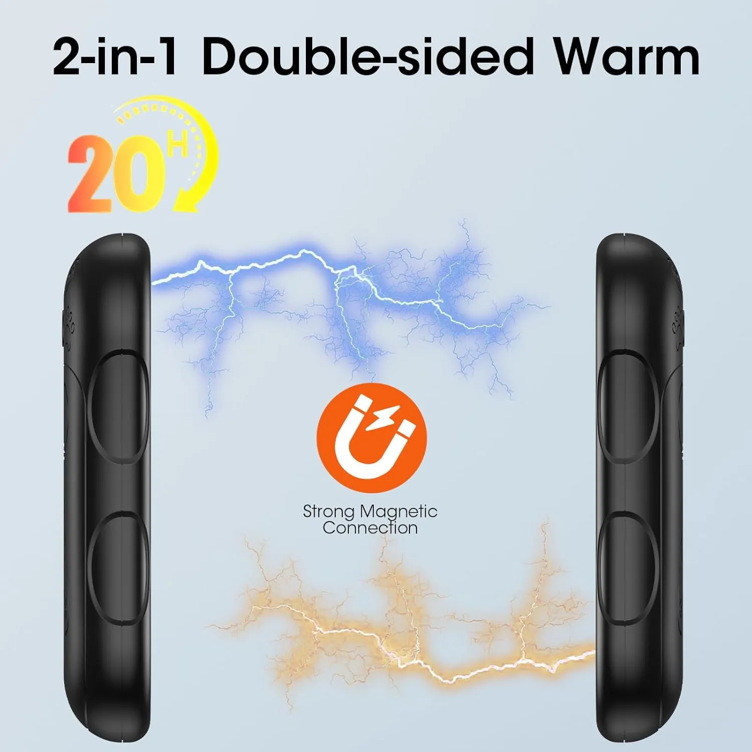Rechargeable Hand Warmers 2 Pack, WXX 2 in 1 Electric Hand Warmer, 6000mAh Portable Pocket Warmers Dual-Sided Safe Heating, Electronic Winter Gifts for Men Women Kids, Golf, Outdoors