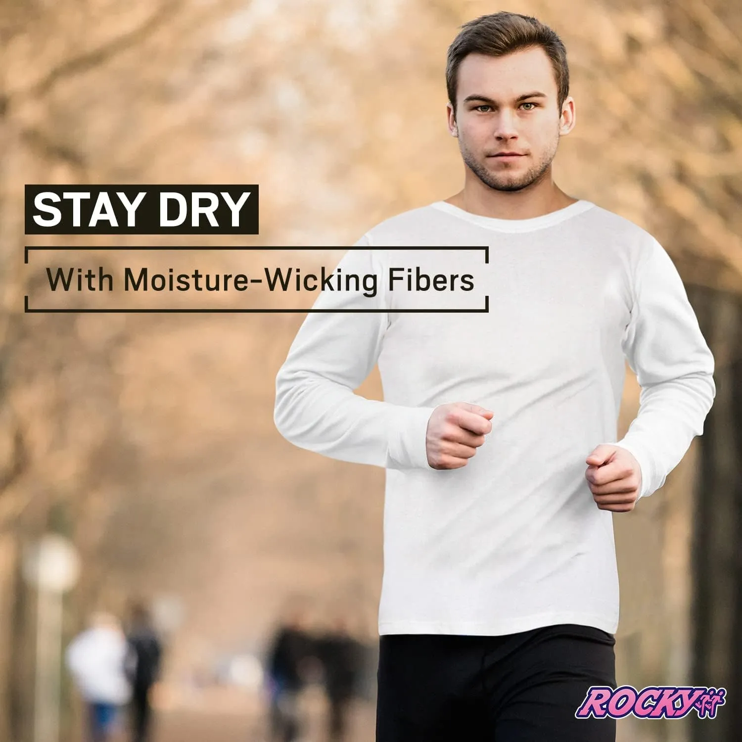 Rocky Thermal Shirts for Men Long Sleeve Thermals Base Layer Top Warm Fleece Lined Long Johns Underwear Cold Weather/Skiing