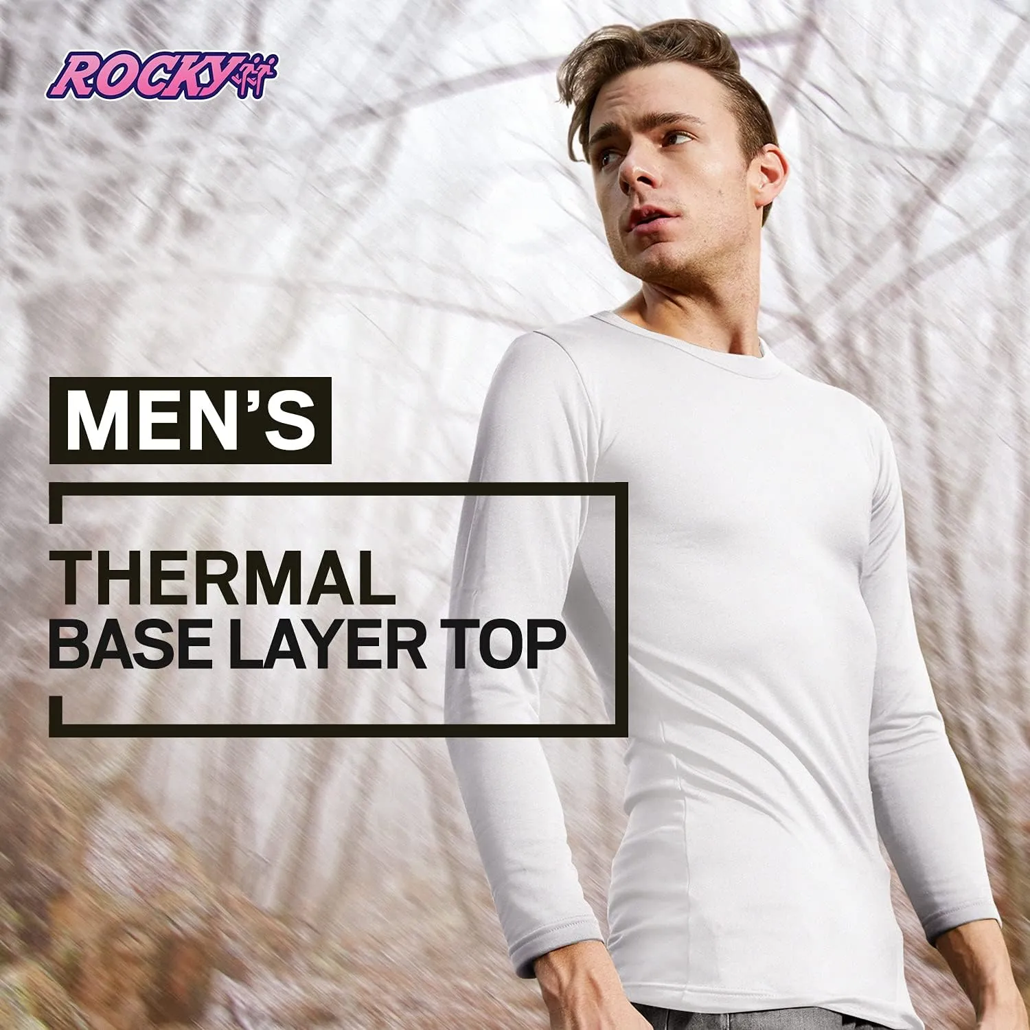 Rocky Thermal Shirts for Men Long Sleeve Thermals Base Layer Top Warm Fleece Lined Long Johns Underwear Cold Weather/Skiing