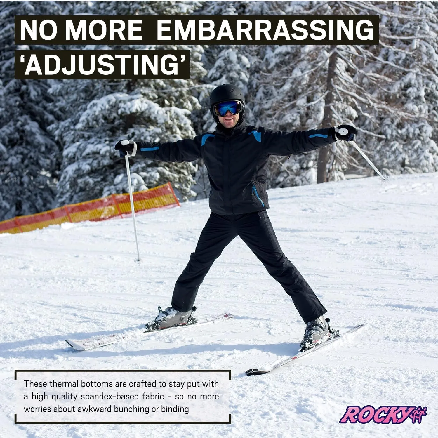 Rocky Thermal Underwear for Men Pants, Long Johns Fleece Lined Base Layer Bottoms, Insulated Leggings for Extreme Cold/Skiing