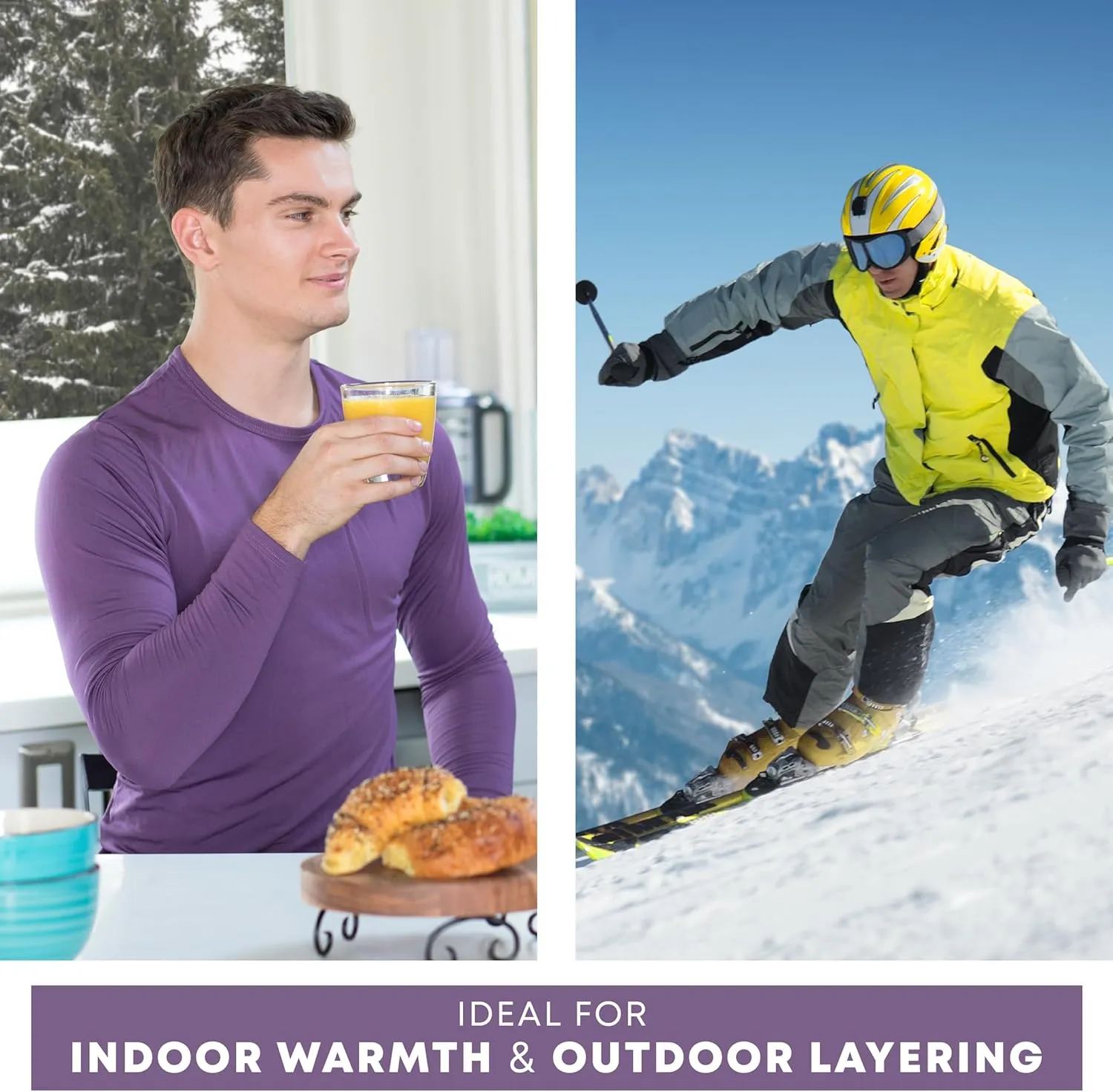 Rocky Thermal Underwear for Men Pants, Long Johns Fleece Lined Base Layer Bottoms, Insulated Leggings for Extreme Cold/Skiing