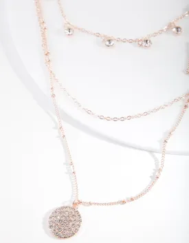 Rose Gold 3 Row Ball Charm
