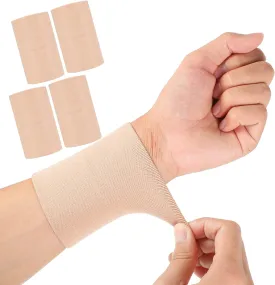 SATINIOR 2 Pairs Compression Wrist Sleeve Compression Wrist Brace Wrist Supports Wrist Wraps Elastic Wristbands for Men and Women Tennis, Tendonitis, Carpal Tunnel (Beige,Large)