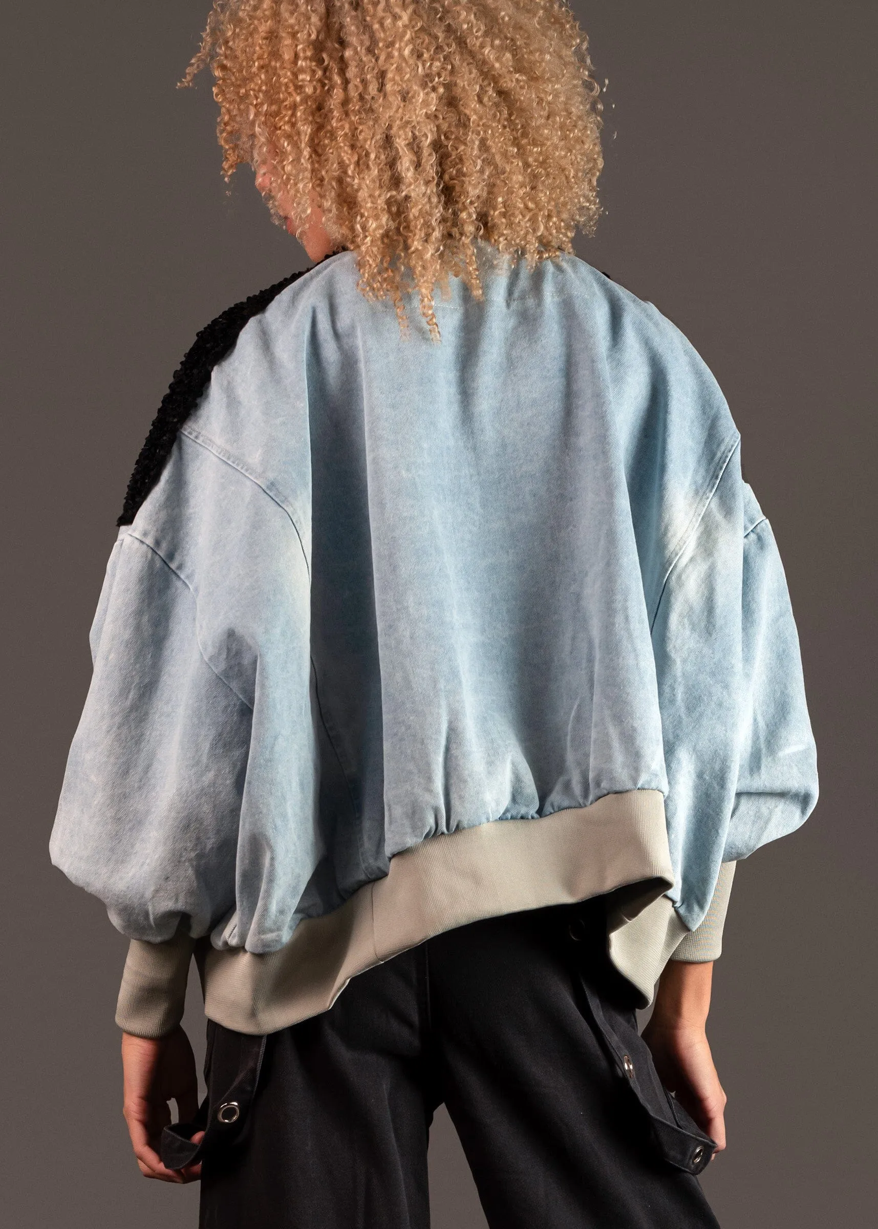 Sequin Bolt Denim Bomber