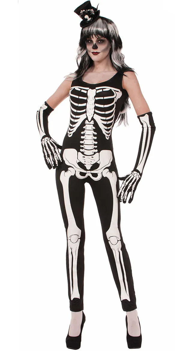 Sexy Skin Tight Skeleton Jumpsuit Costume