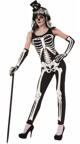 Sexy Skin Tight Skeleton Jumpsuit Costume