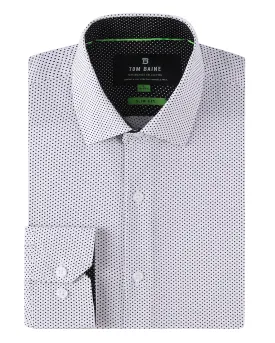 Slim Fit Performance Stretch Button-Up Shirt White Dotted TB126