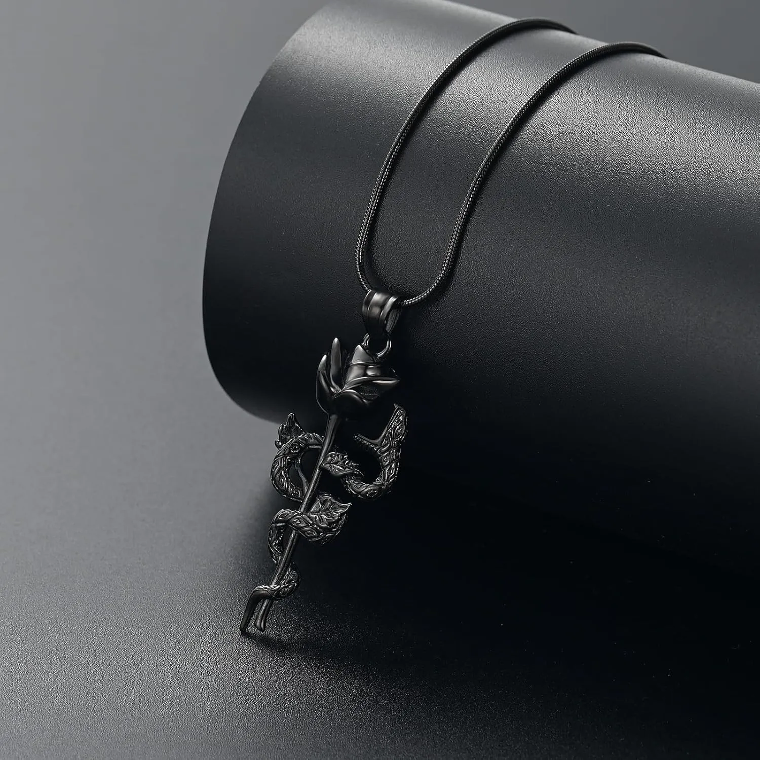 Snake Rose Urn Necklace for Ashes Roseflower Cremation Jewelry for Ashes Pendant for Women Men Memorial Keepsake Jewelry