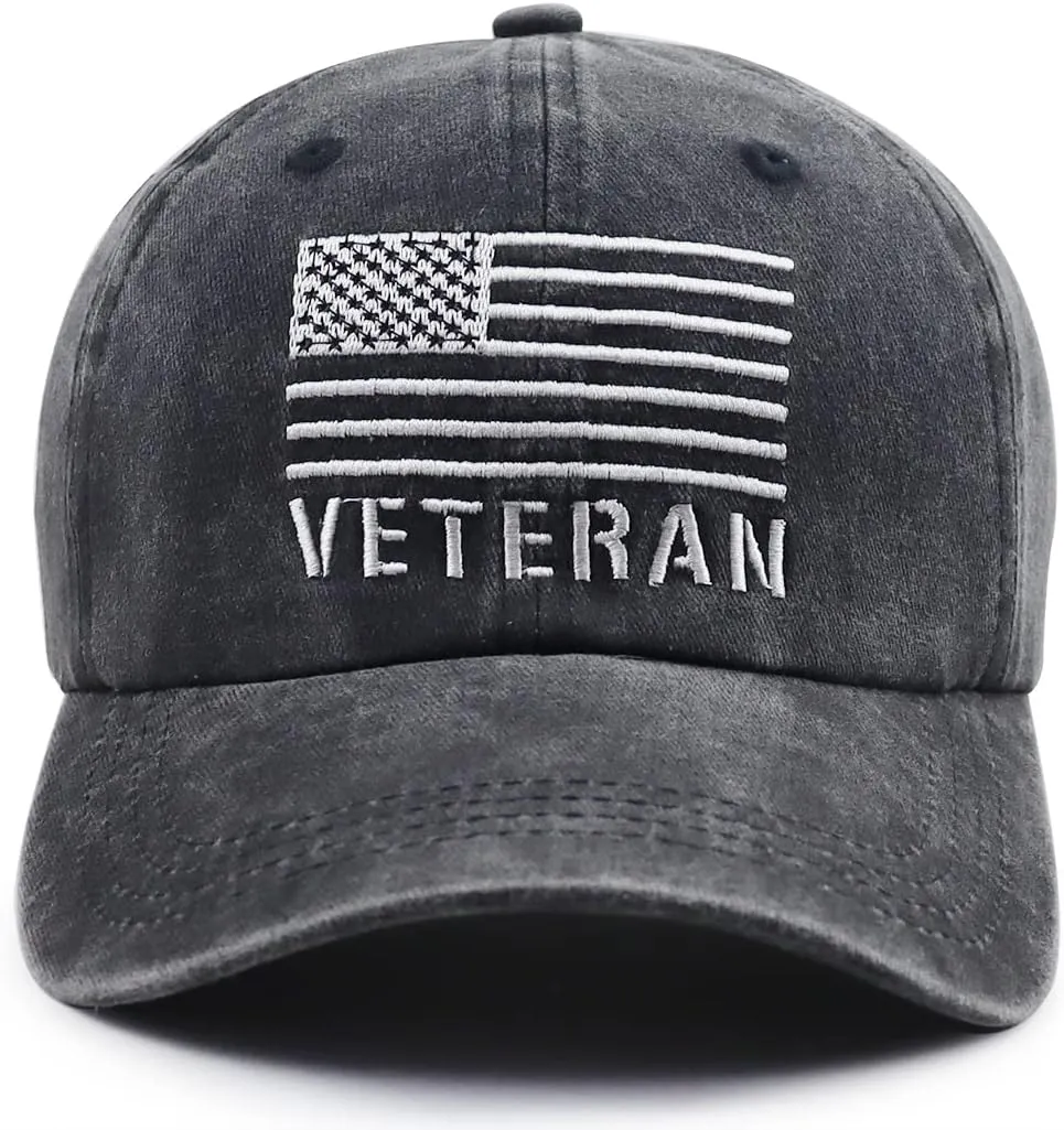 USA Flag Veteran Hat for Men Women, Funny Adjustable Embroidery American Army Military Baseball Cap