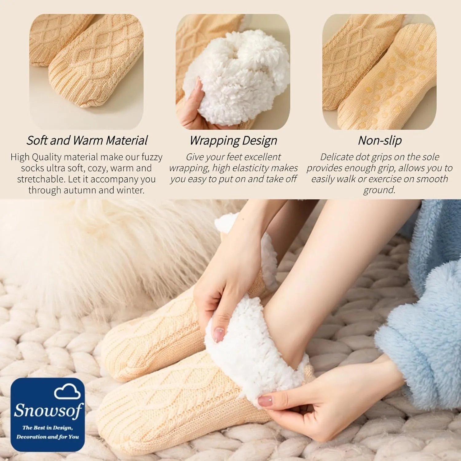 Warm Fuzzy Winter Socks for Women - Warm Thick Socks, Thermal Snow Socks for Cold Weather