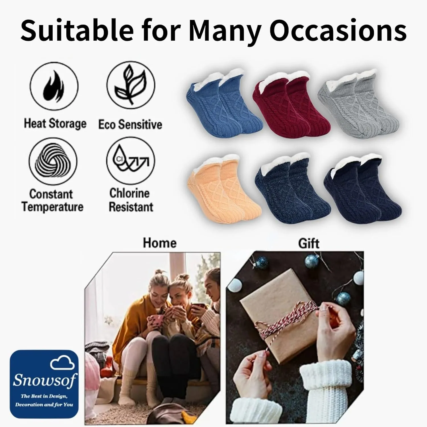 Warm Fuzzy Winter Socks for Women - Warm Thick Socks, Thermal Snow Socks for Cold Weather