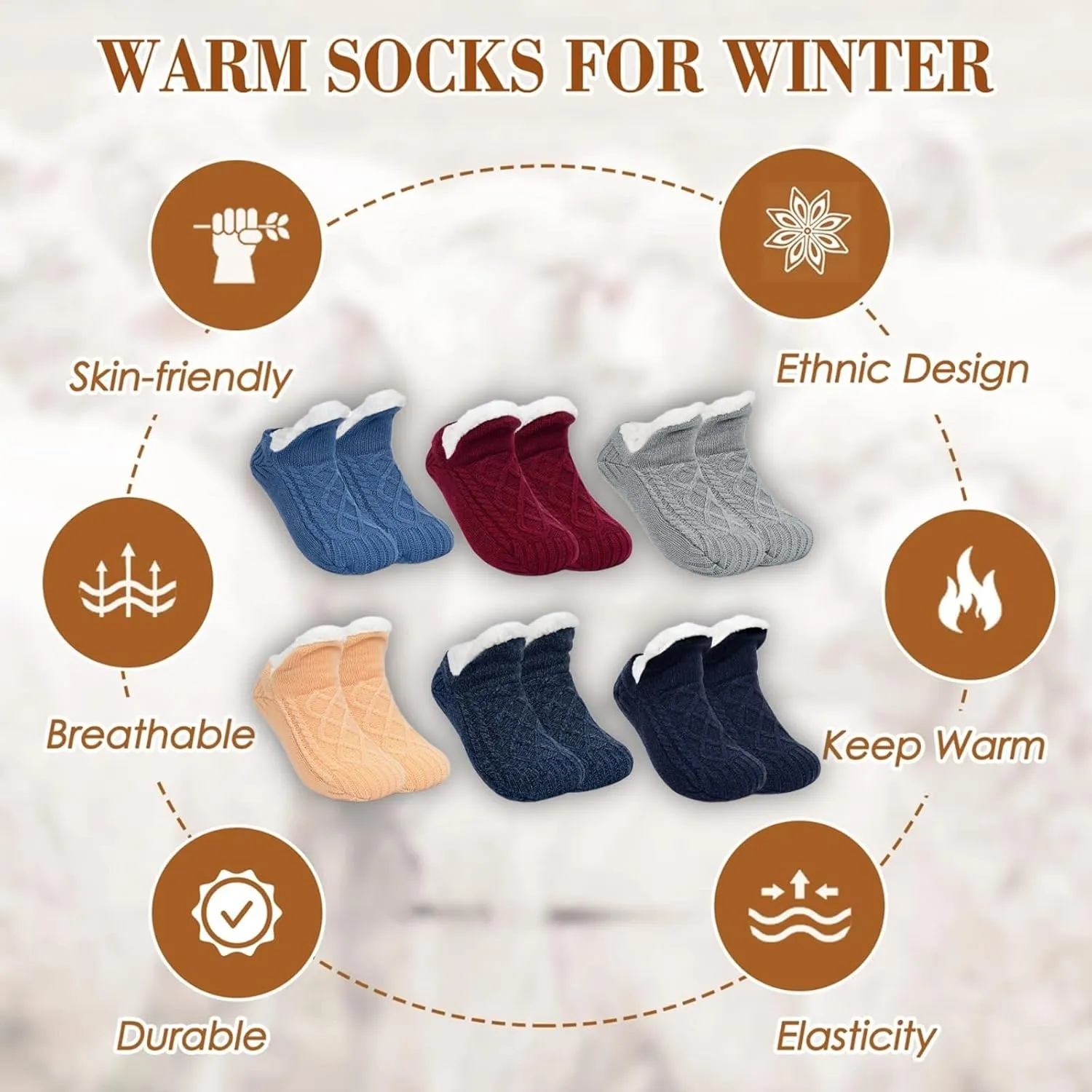 Warm Fuzzy Winter Socks for Women - Warm Thick Socks, Thermal Snow Socks for Cold Weather
