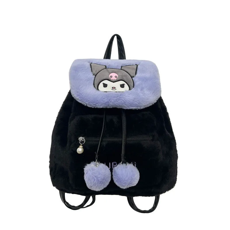 Wholesale Cute Cartoon Kuromi Plush Backpack Bags JDC-BP-NaN001