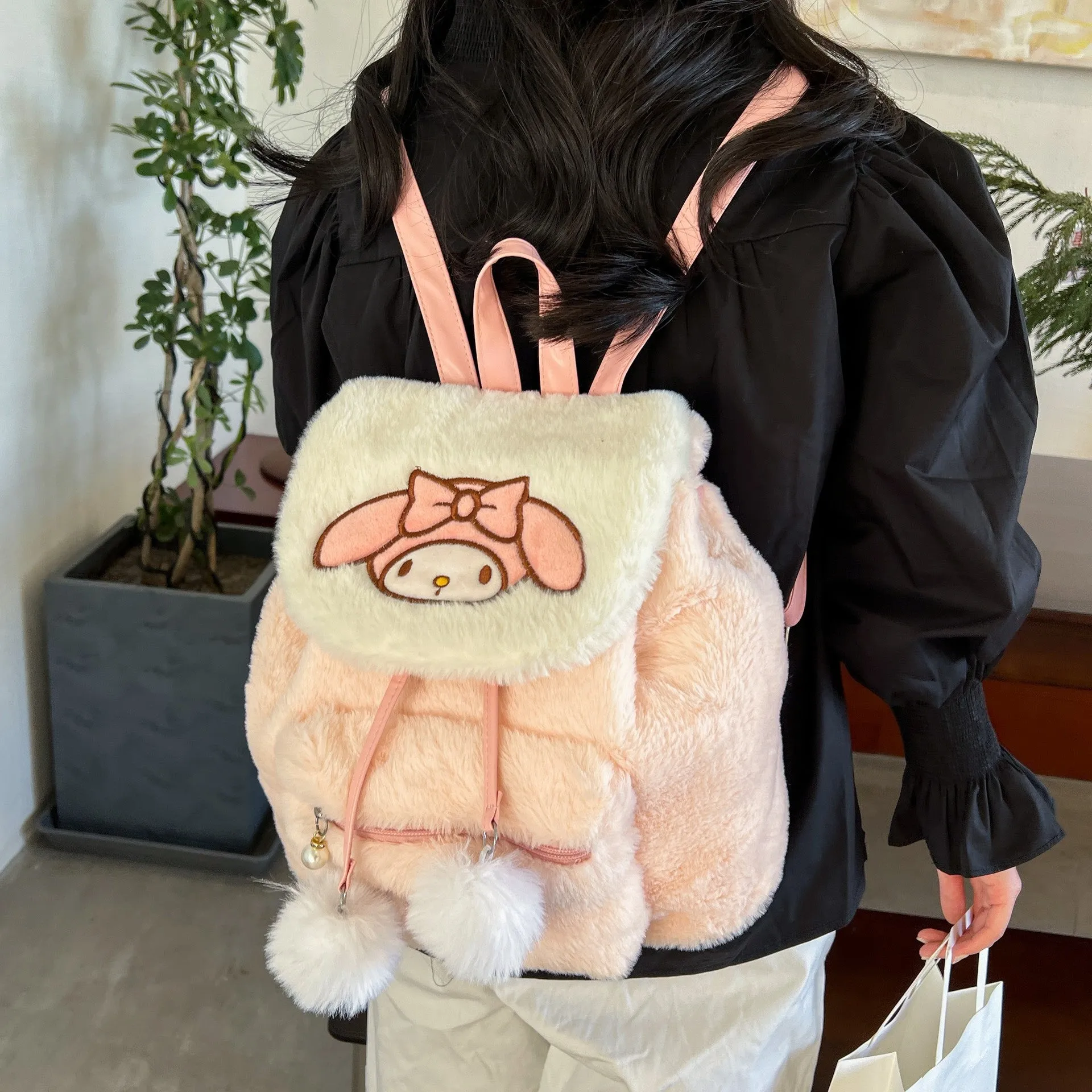 Wholesale Cute Cartoon Kuromi Plush Backpack Bags JDC-BP-NaN001