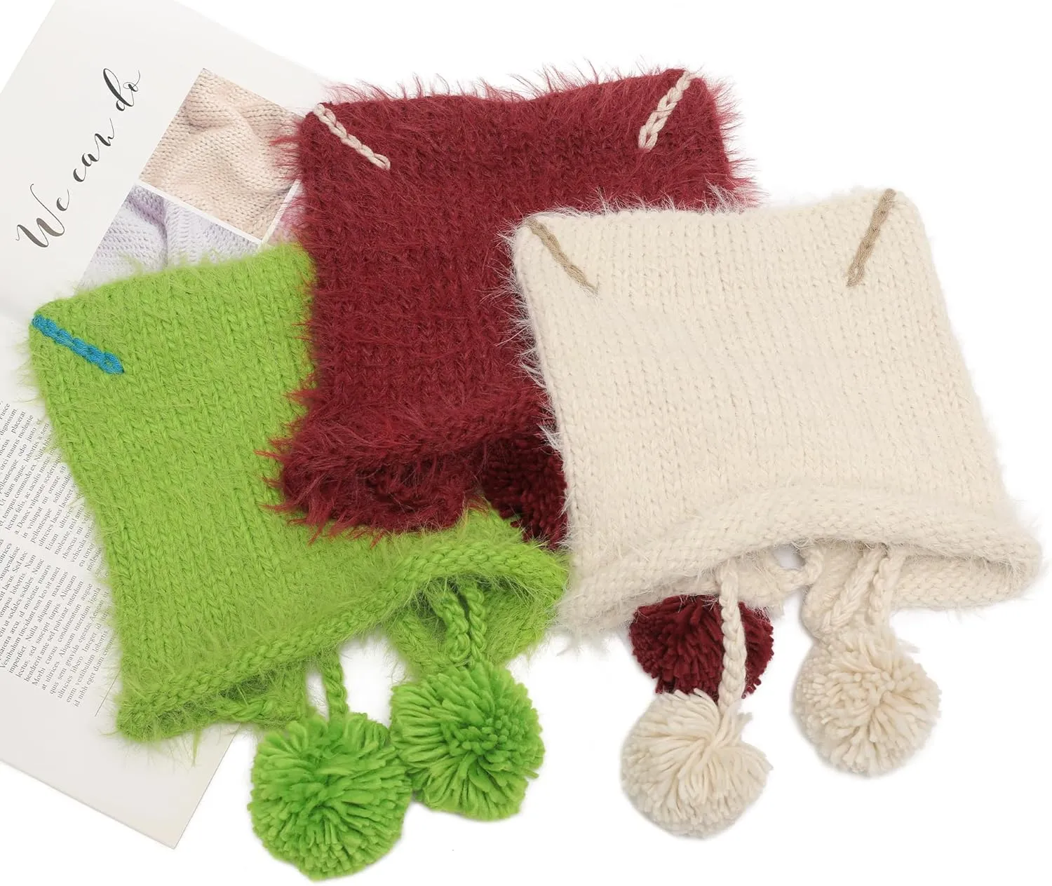 ZLYC Women Crochet Hat Knit Cat Ear Slouchy Beanie Cute Vintage Grunge Fuzzy Hat